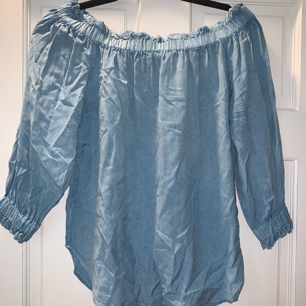 Blue off the shoulder top